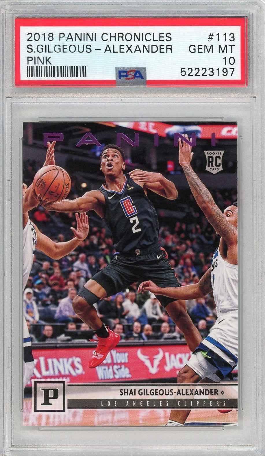 Graded 2018 Panini Chronicles Shai Gilgeous-Alexander #113 Pink Rookie RC Basketball Card PSA 10 Gem Mint