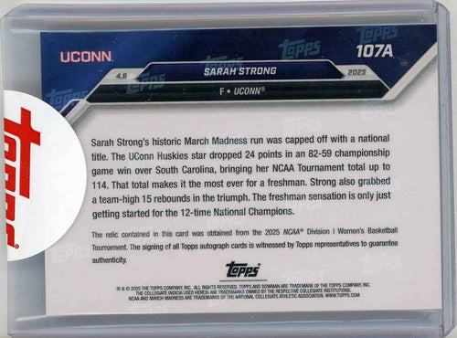 2024 Topps Bowman U Now Sarah Strong #107A Red Auto /10 Rookie RC Basketball Card
