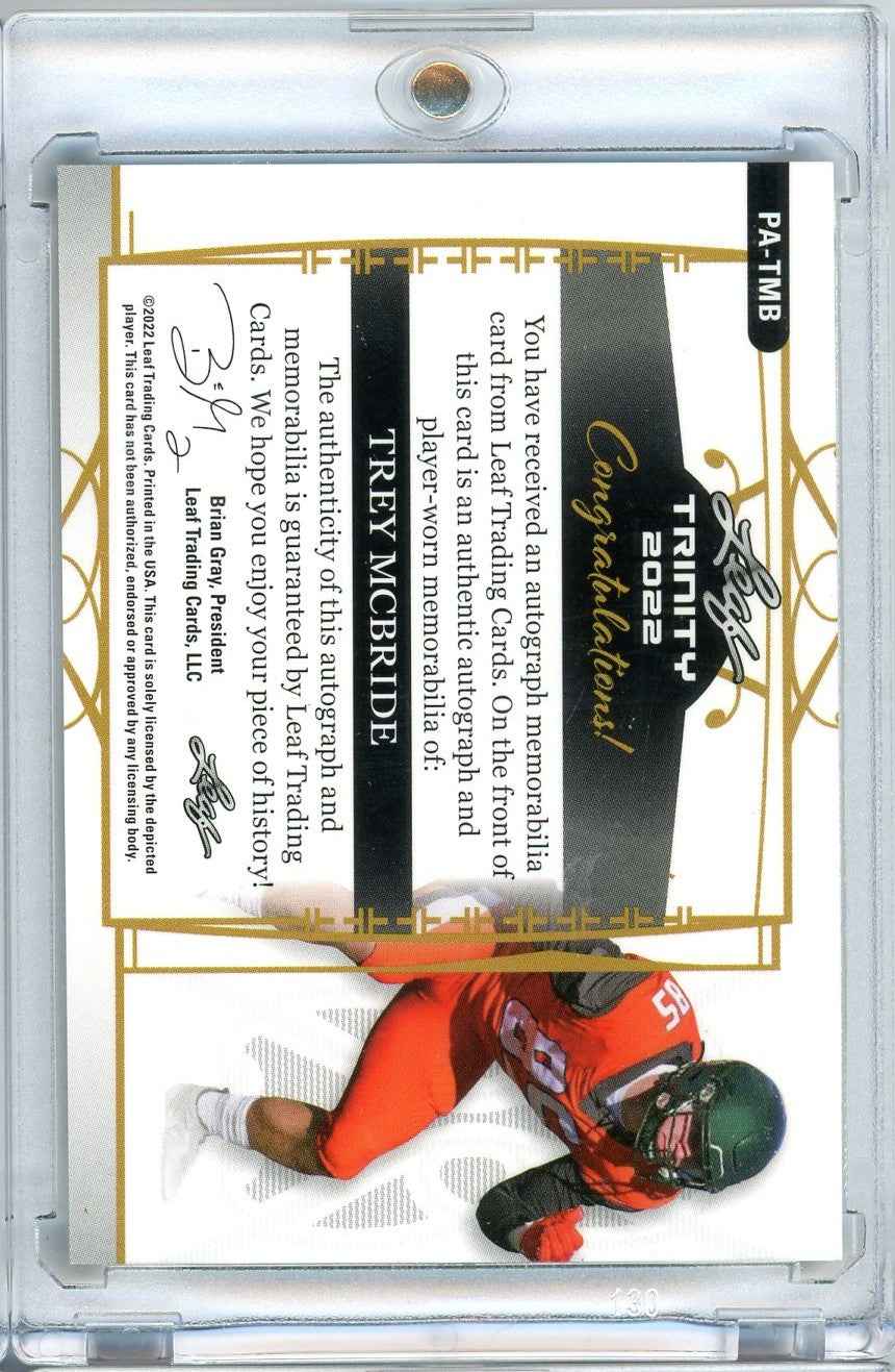 2022 Leaf Trinity Trey McBride #PA-TMB /30 RPA Autographed Rookie RC Football Card