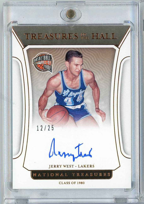 2021 Panini National Treasures Jerry West #TOHJWS /25 Treasures of the Hall Auto Basketball Card