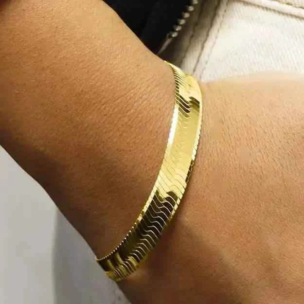 Italian Solid Sterling Silver 7MM Herringbone Bracelet
