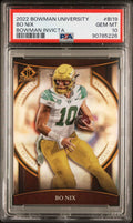 Graded 2022 Topps Bowman University Bo Nix #BI19 Bowman Invicta Rookie RC Football Card PSA 10 Gem Mint