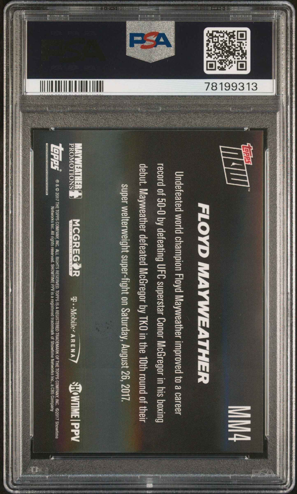 Graded 2017 Topps Now Boxing Floyd Mayweather Jr #MM4 Boxing Card PSA 10