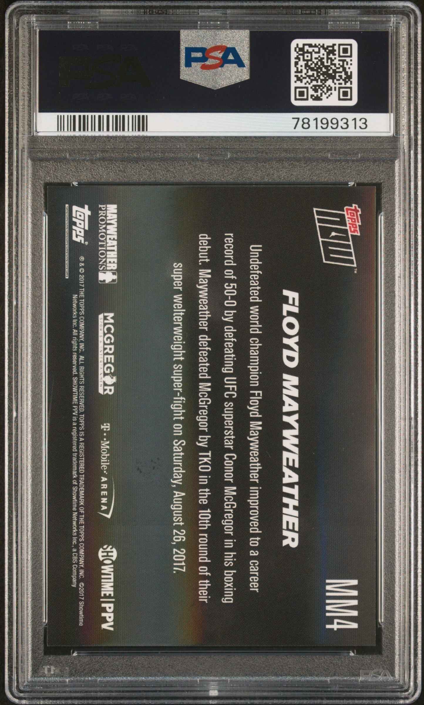 Graded 2017 Topps Now Boxing Floyd Mayweather Jr #MM4 Boxing Card PSA 10