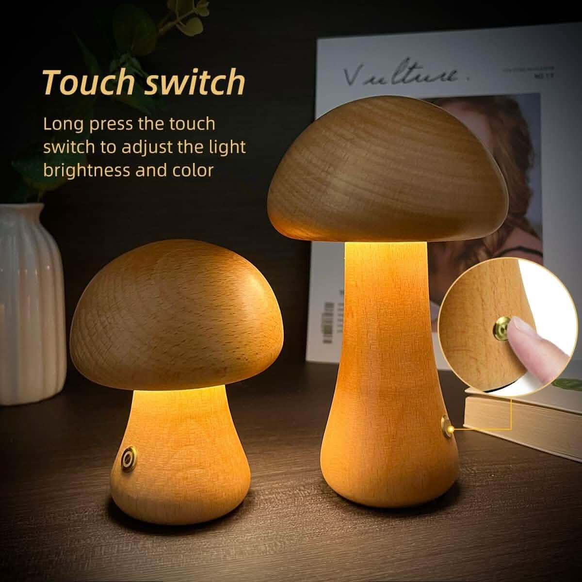 LED Rechargeable Creative Mushroom Table Lamp