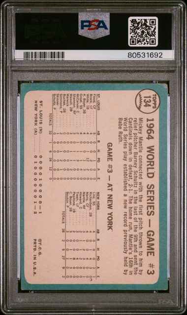 Graded 1965 Topps Mantle's Clutch HR #134 Baseball Card PSA 2 Good