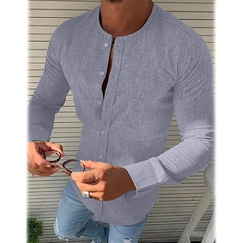 Men's Casual Solid Long Sleeve Shirt