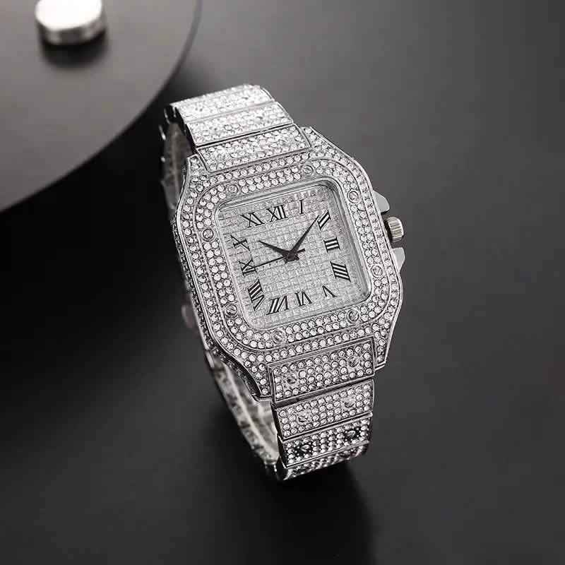 Men's Fashion Elegant High-End Analog Zinc Alloy Watch with Rhinestones