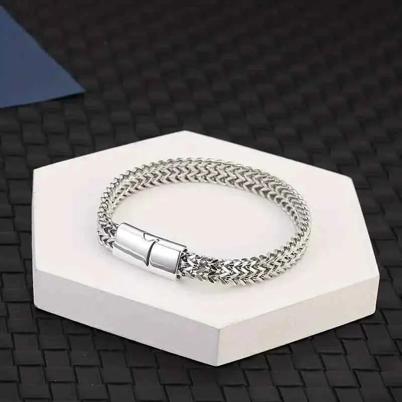 Men's Stainless Steel Braided Bracelet with Magnetic Clasp