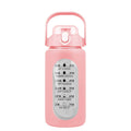 Motivational Water Bottle Intake Tracker with Straw Time Marker Silicone Sleeve Handle