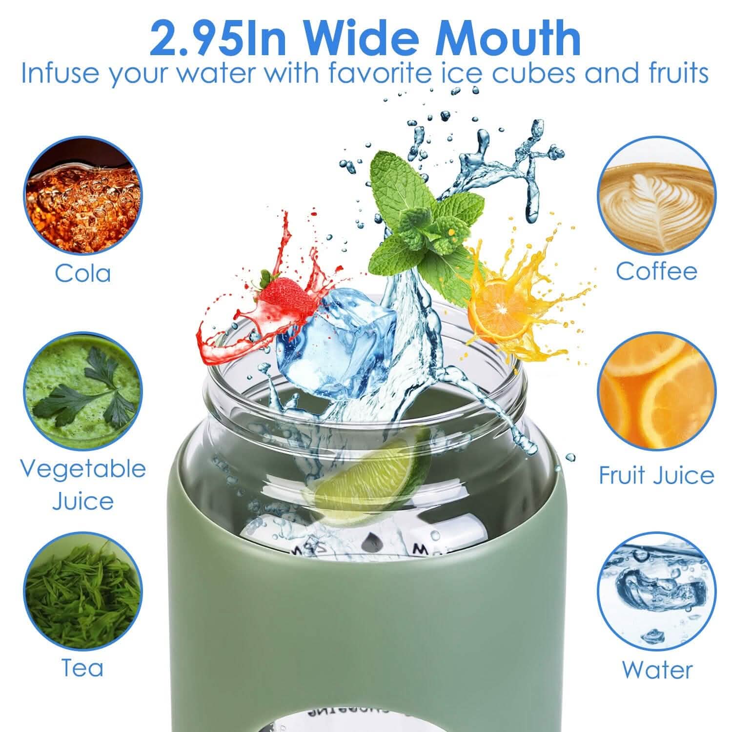 Motivational Water Bottle Intake Tracker with Straw Time Marker Silicone Sleeve Handle