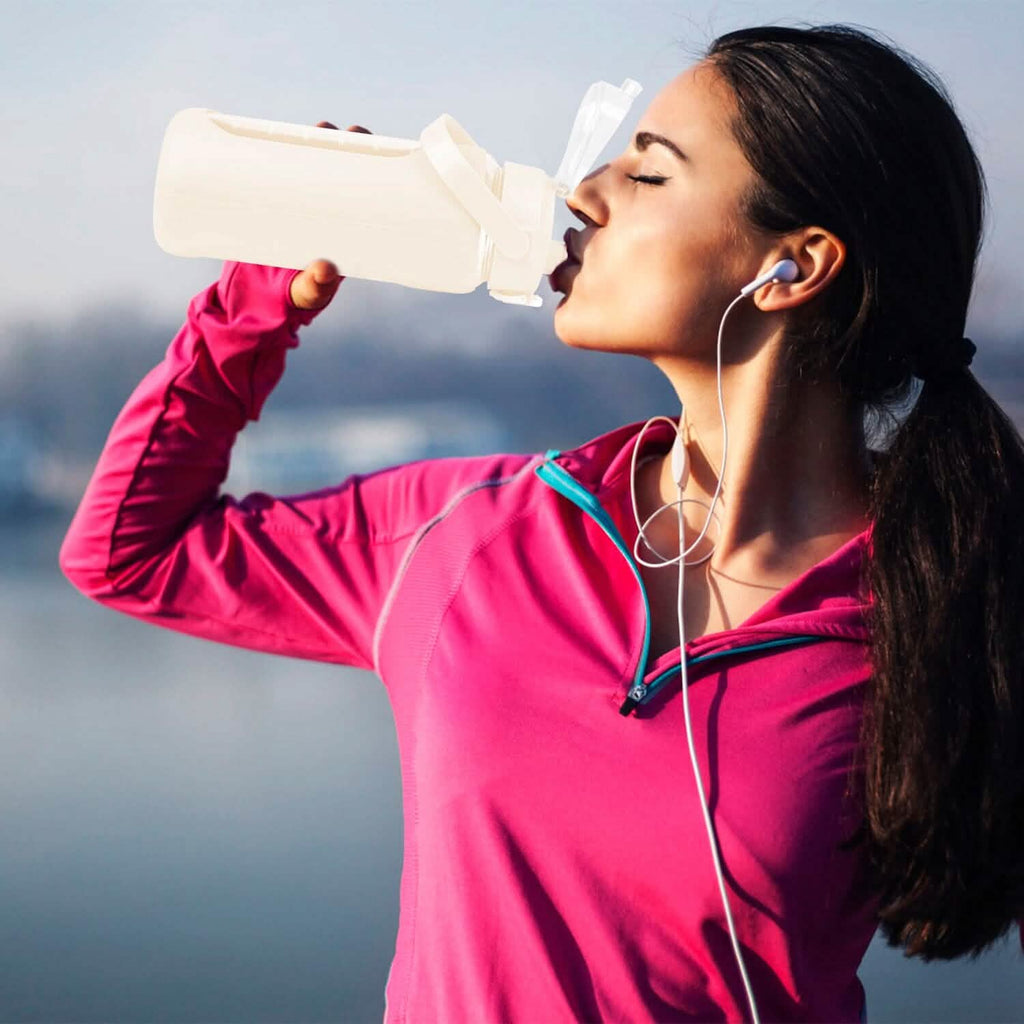 Motivational Water Bottle Intake Tracker with Straw Time Marker Silicone Sleeve Handle