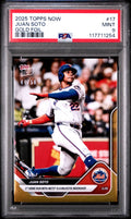 Graded 2025 Topps Now Juan Soto #17 Gold Foil /50 Baseball Card PSA 9 Mint