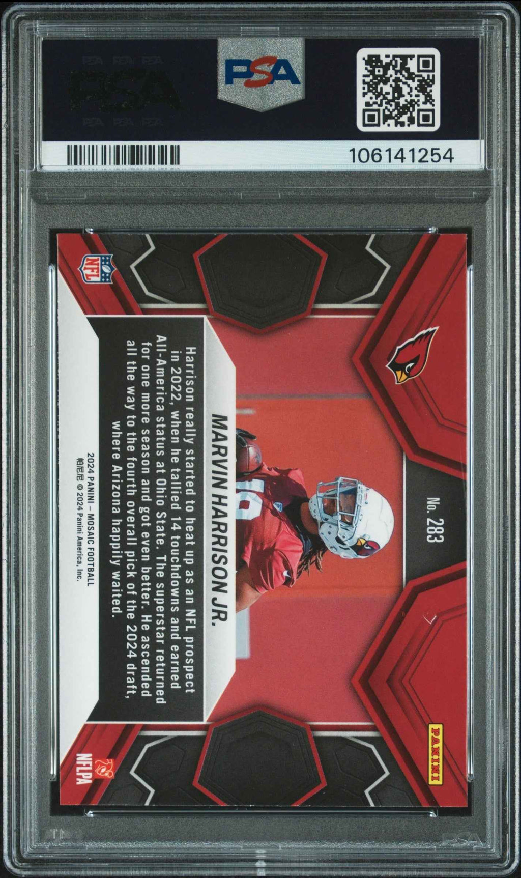 Graded 2024 Panini Mosaic Marvin Harrison Jr #283 Rookie RC Football Card PSA 10 Gem Mint