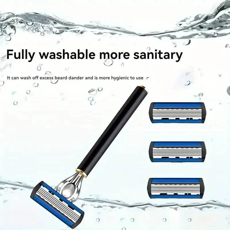 Replacement Razor Blades Safety Shaver Set with Anti-Slip Metal Handle with 1 Razor + 36 Blades