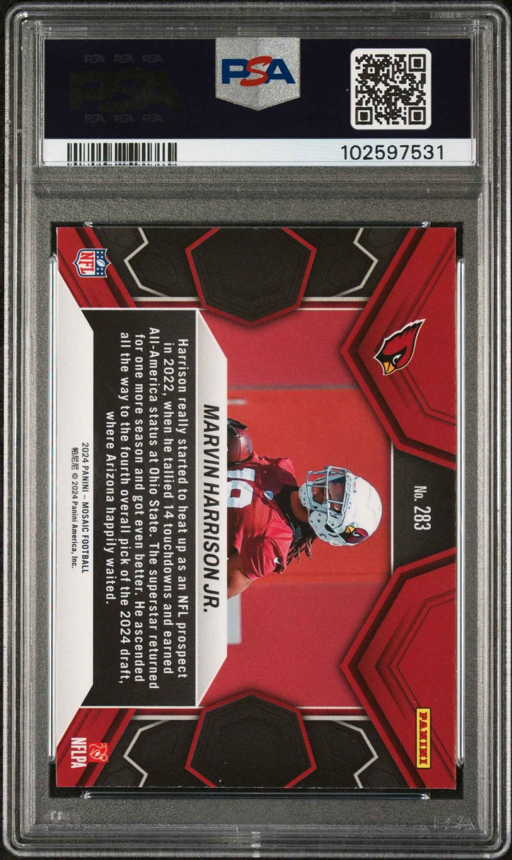 Graded 2024 Panini Mosaic Marvin Harrison Jr #283 Rookie RC Football Card PSA 8 Near Mint