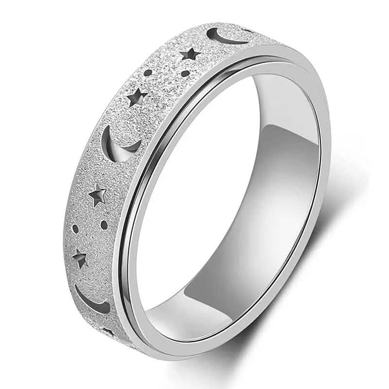 Rotatable Anxiety Fidget Ring Moon and Star Design