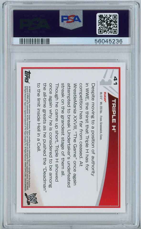 Graded 2013 Topps WWE Triple H #41 Wrestling Card PSA 10 Gem Mint