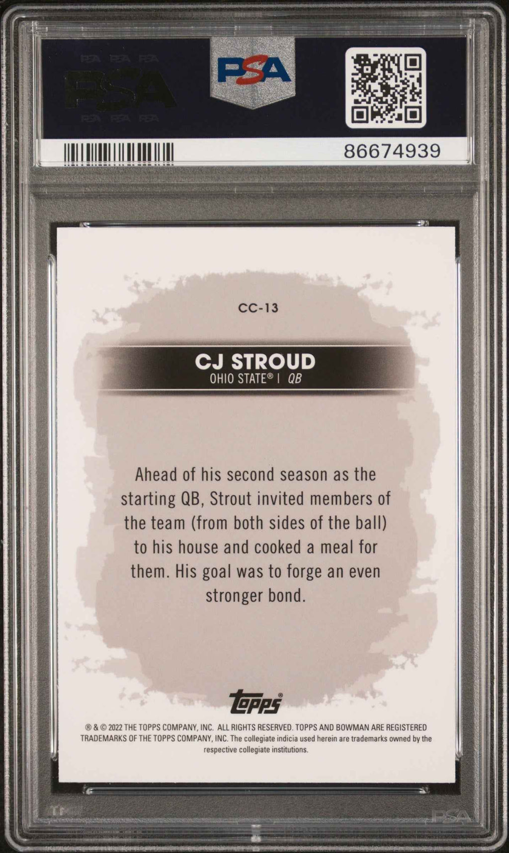 Graded 2022 Topps Bowman Best University CJ Stroud #CC13 Campus Captains Rookie RC Football Card PSA 10 Gem Mint