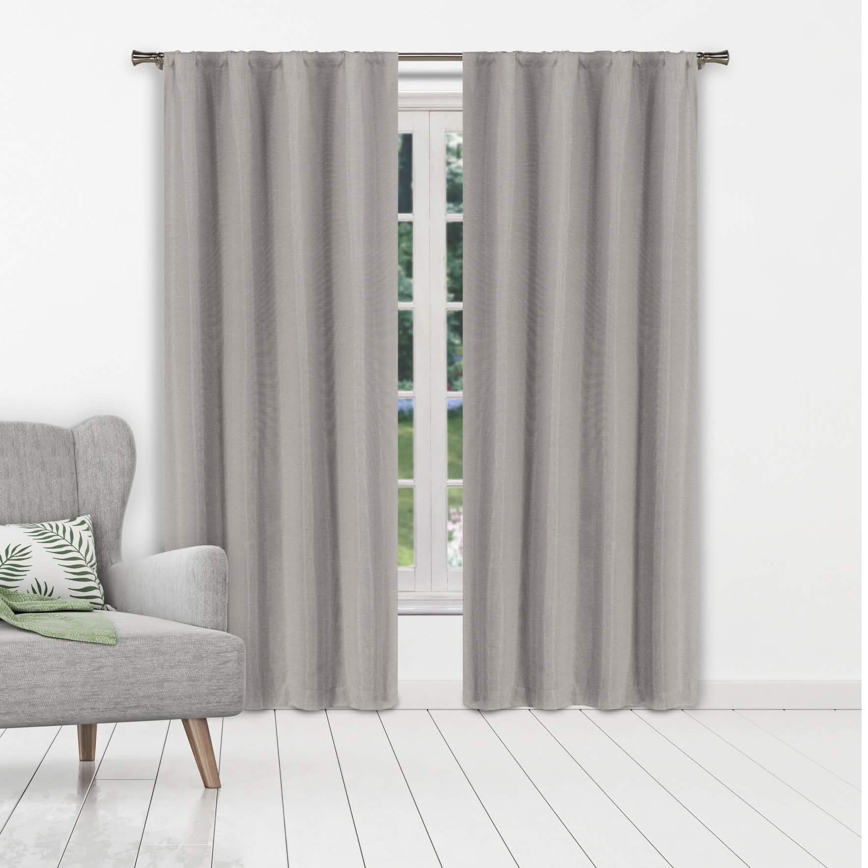 Set of 2: Heavy Solid Textured Blackout Thermal Window Curtain Pair Panel