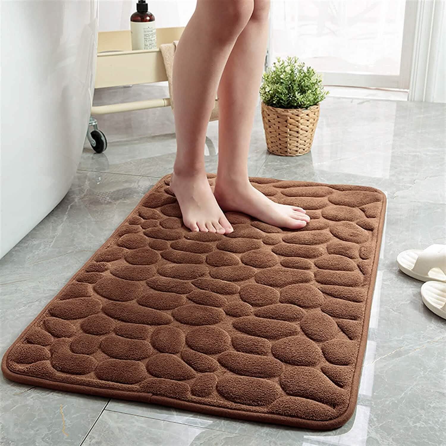 Soft Memory Foam Non Slip Cobblestone Embossing Bath Mat
