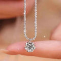 Sparkling Wave-Shaped Six-Claw Single Zirconia Pendant Necklace