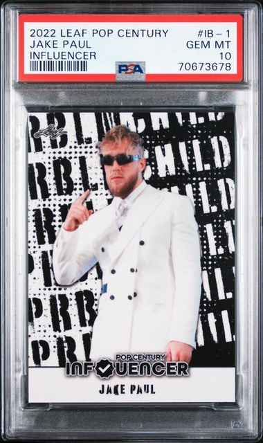 Graded 2022 Leaf Pop Century Jake Paul #IB-1 Influencer Card PSA 10 Gem Mint