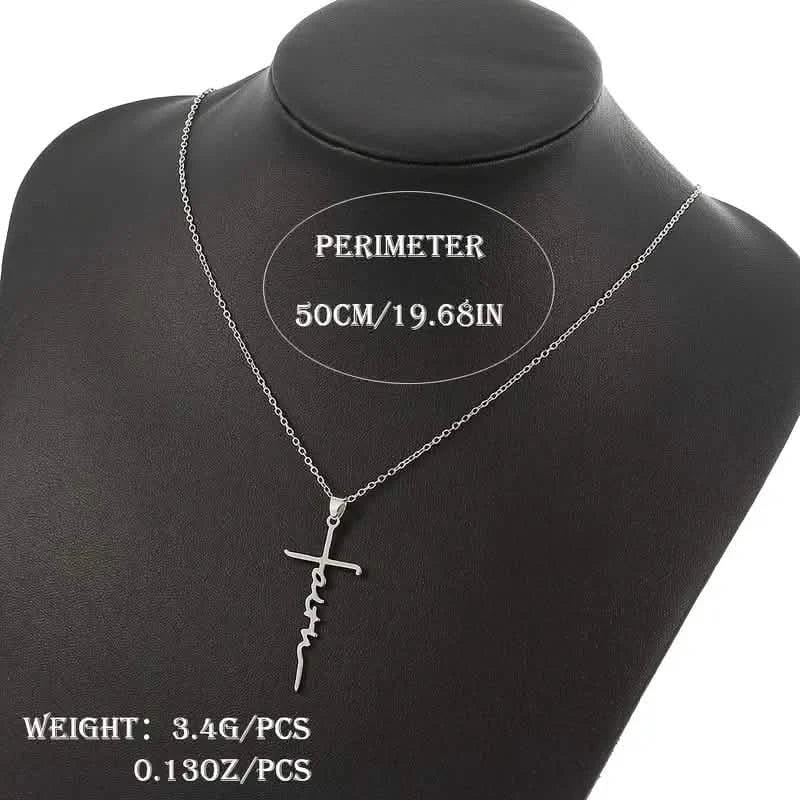 Stainless Steel Faith Word Church Prayer Religious Pendant Necklace