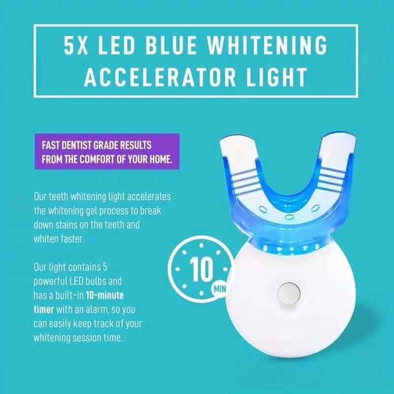Teeth Whitening Gel Kit with 6 Teeth Cleaning Gel + 2 Dental Trays + Cleaning Led Light