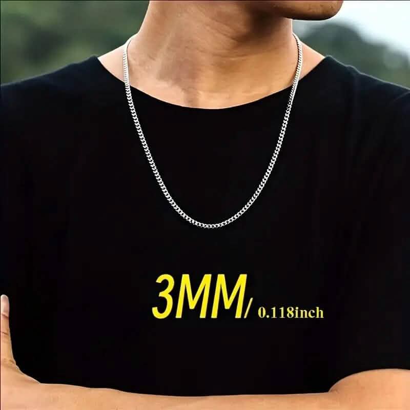 Titanium Stainless Steel Trendy Necklace Cuban Chain with Lobster Clasp