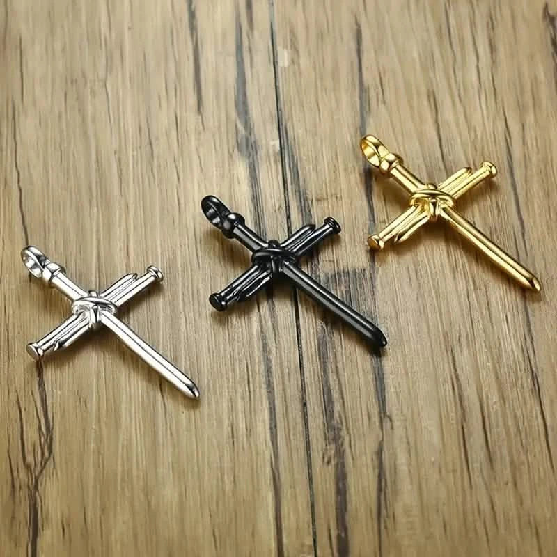 Titanium Steel Casting Steel Nails Cross Men's Pendant Punk Style
