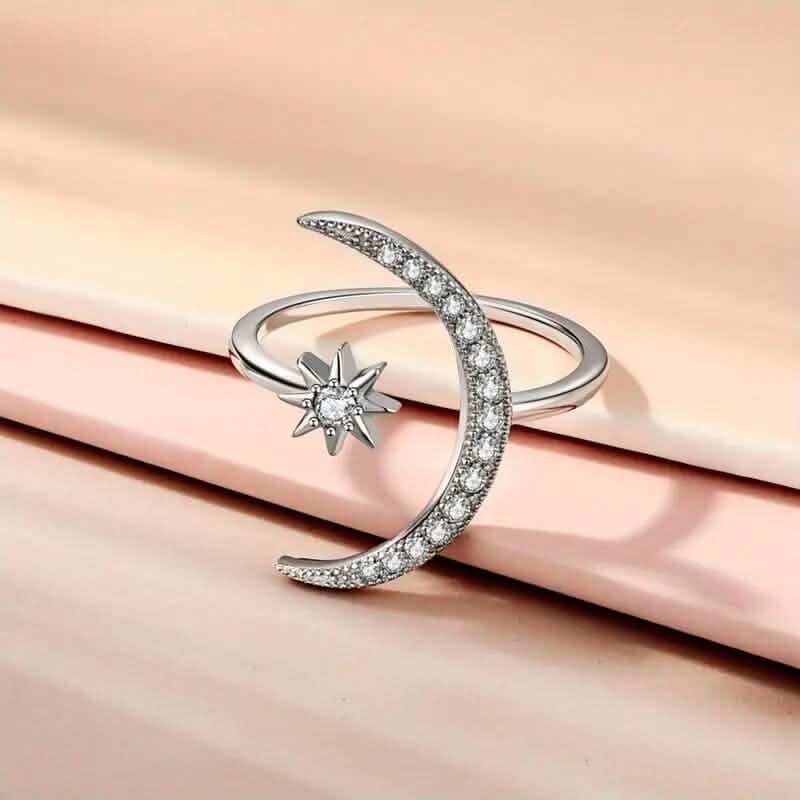 Trendy Cuff Ring Moon and Sun Design
