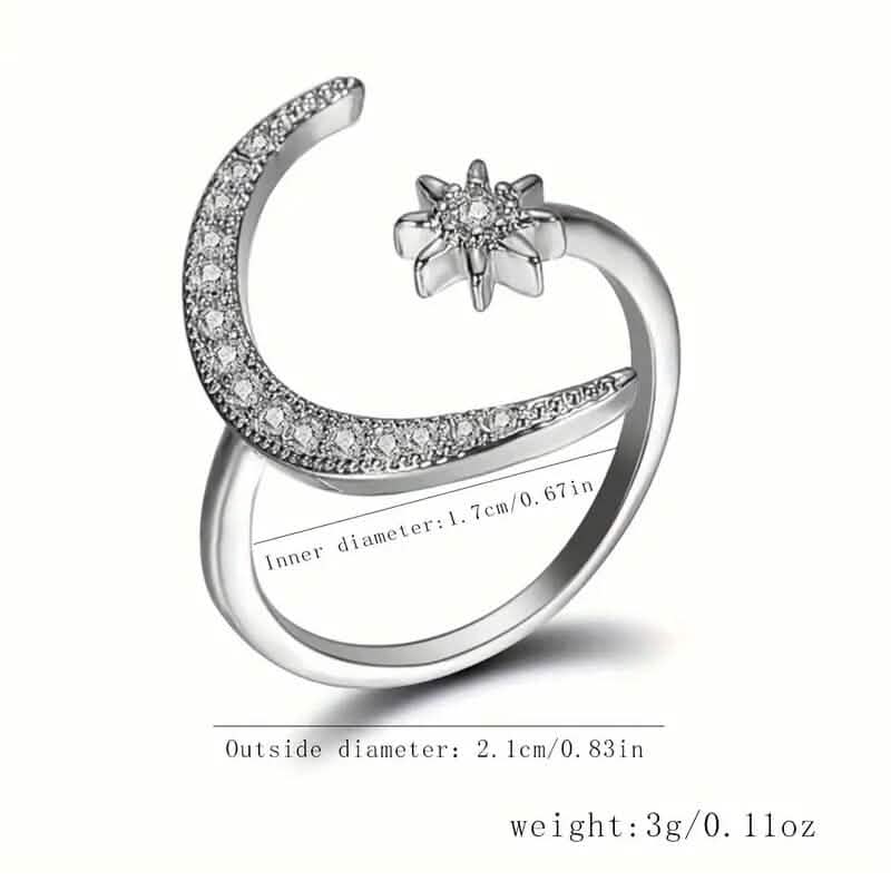 Trendy Cuff Ring Moon and Sun Design