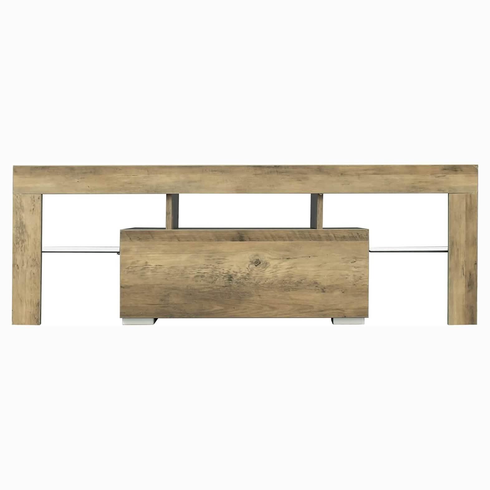 TV Stand with LED Lights Open Shelf Console Storage Table