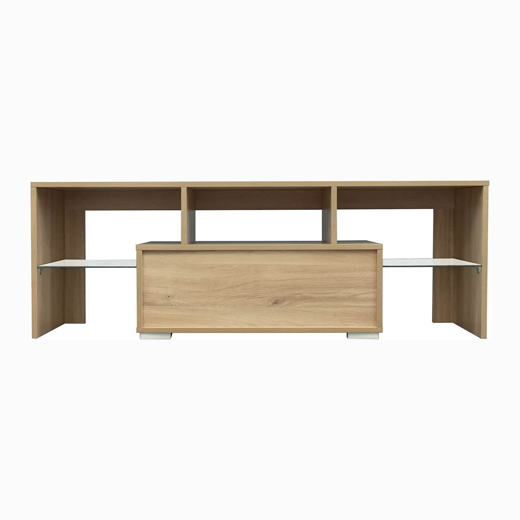 TV Stand with LED Lights Open Shelf Console Storage Table