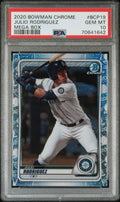 Graded 2020 Topps Bowman Chrome Julio Rodriguez #BCP19 Mega Box Rookie RC Baseball Card PSA 10 Gem Mint