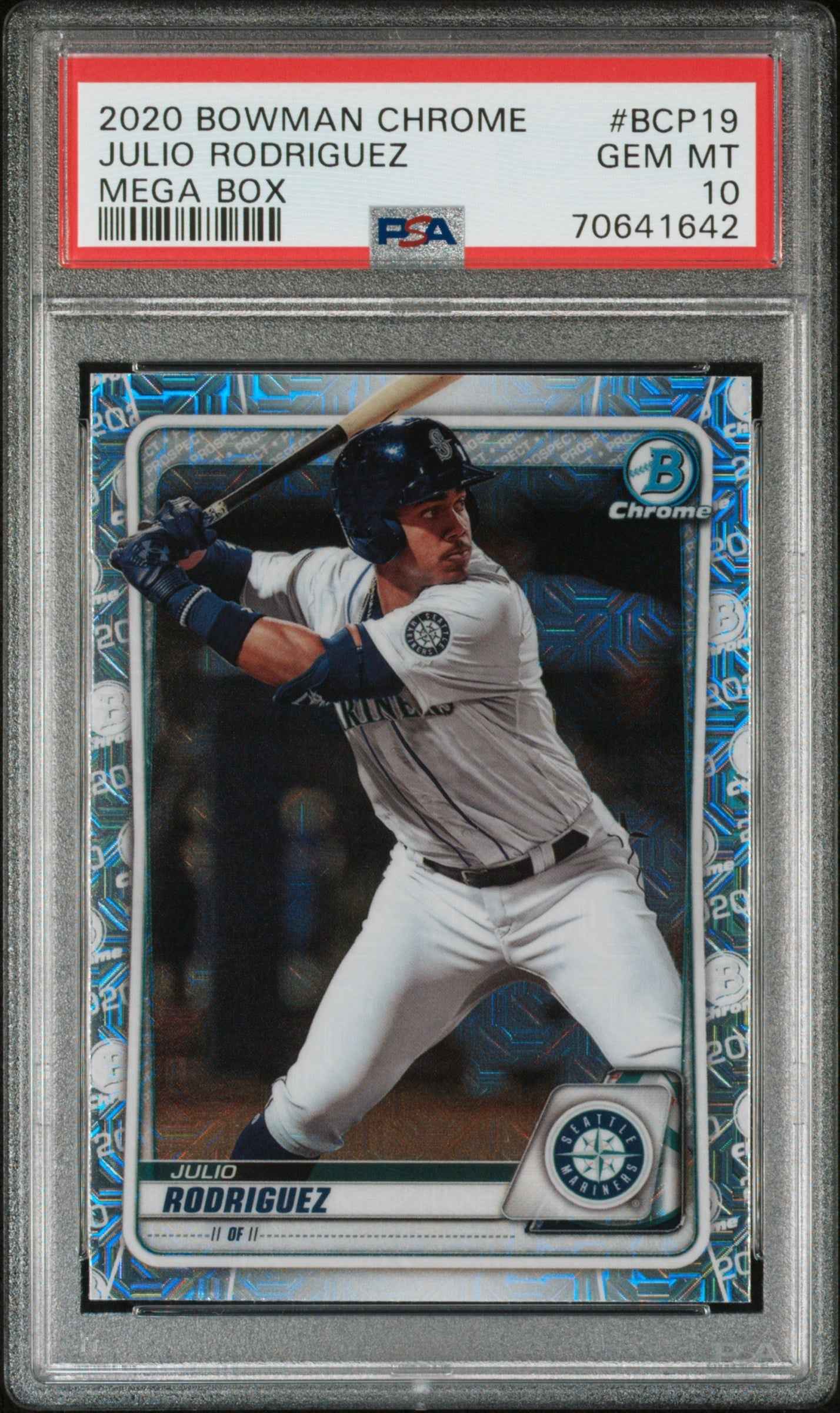 Graded 2020 Topps Bowman Chrome Julio Rodriguez #BCP19 Mega Box Rookie RC Baseball Card PSA 10 Gem Mint