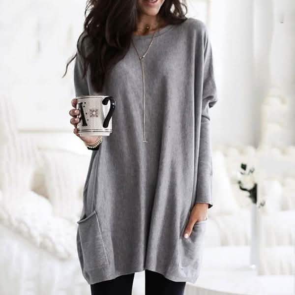 Women Long Sleeve Top Casual Pocket T-Shirt