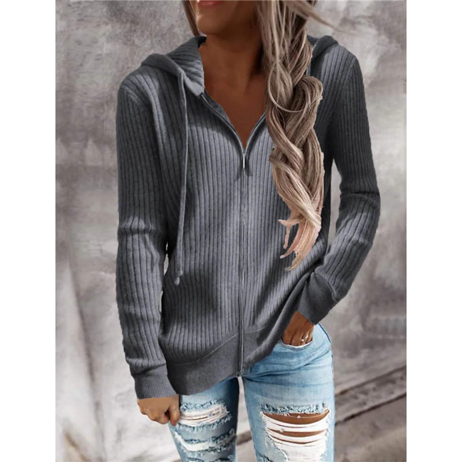 Women's Casual Zip Hoodied Jacket