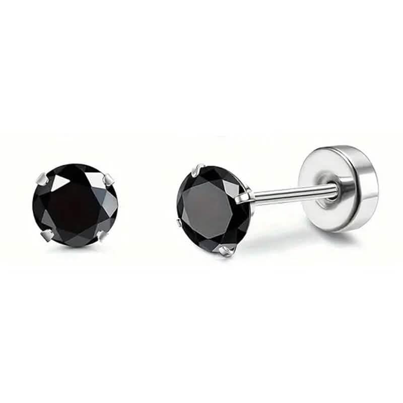 Women's Cubic Zirconia Surgical Stainless Steel Flat Back Earrings
