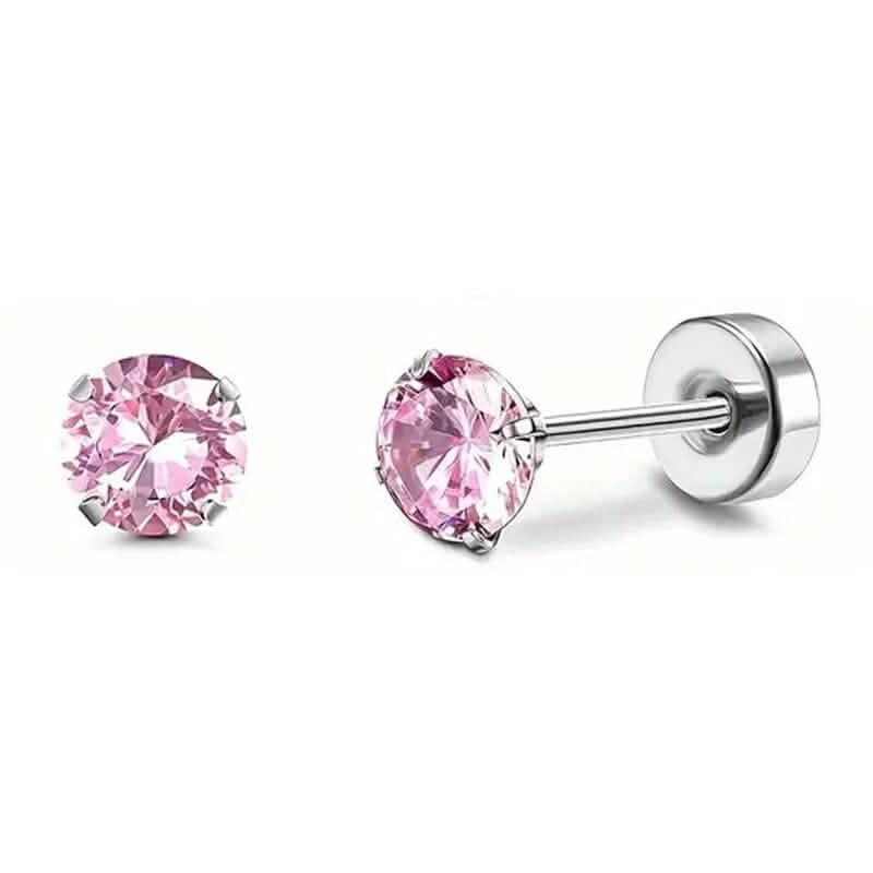 Women's Cubic Zirconia Surgical Stainless Steel Flat Back Earrings