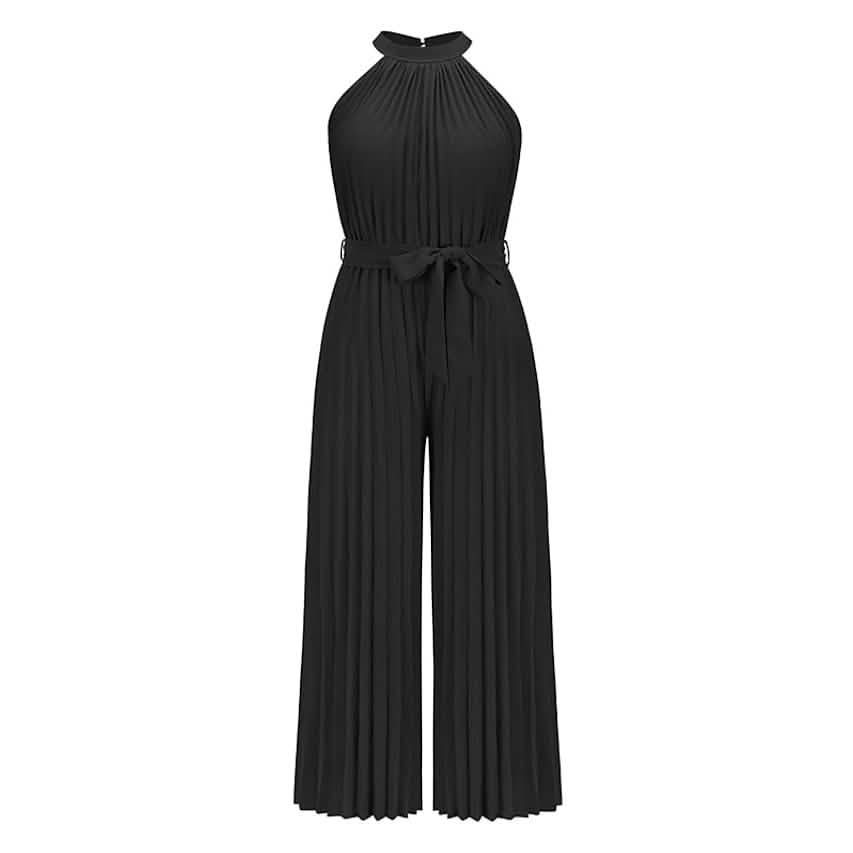 Women's Lace-Up Halter Casual Wide-Leg Jumpsuit