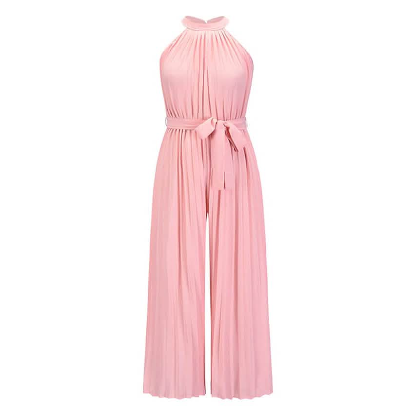 Women's Lace-Up Halter Casual Wide-Leg Jumpsuit