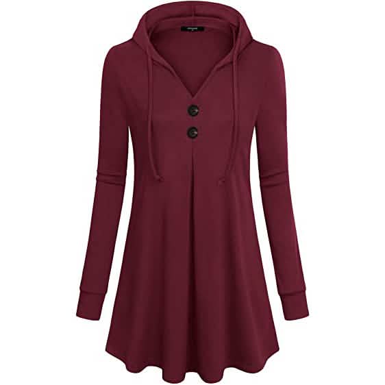 Women's Long Sleeve Hooded Tunic Tops