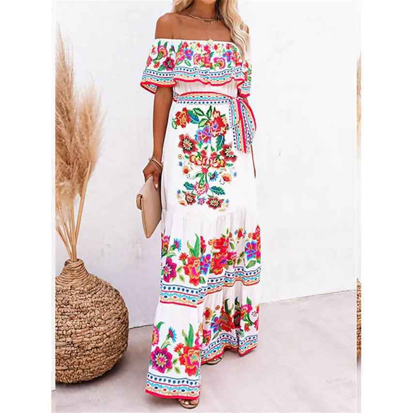 Women's Off Shoulder Print Dress