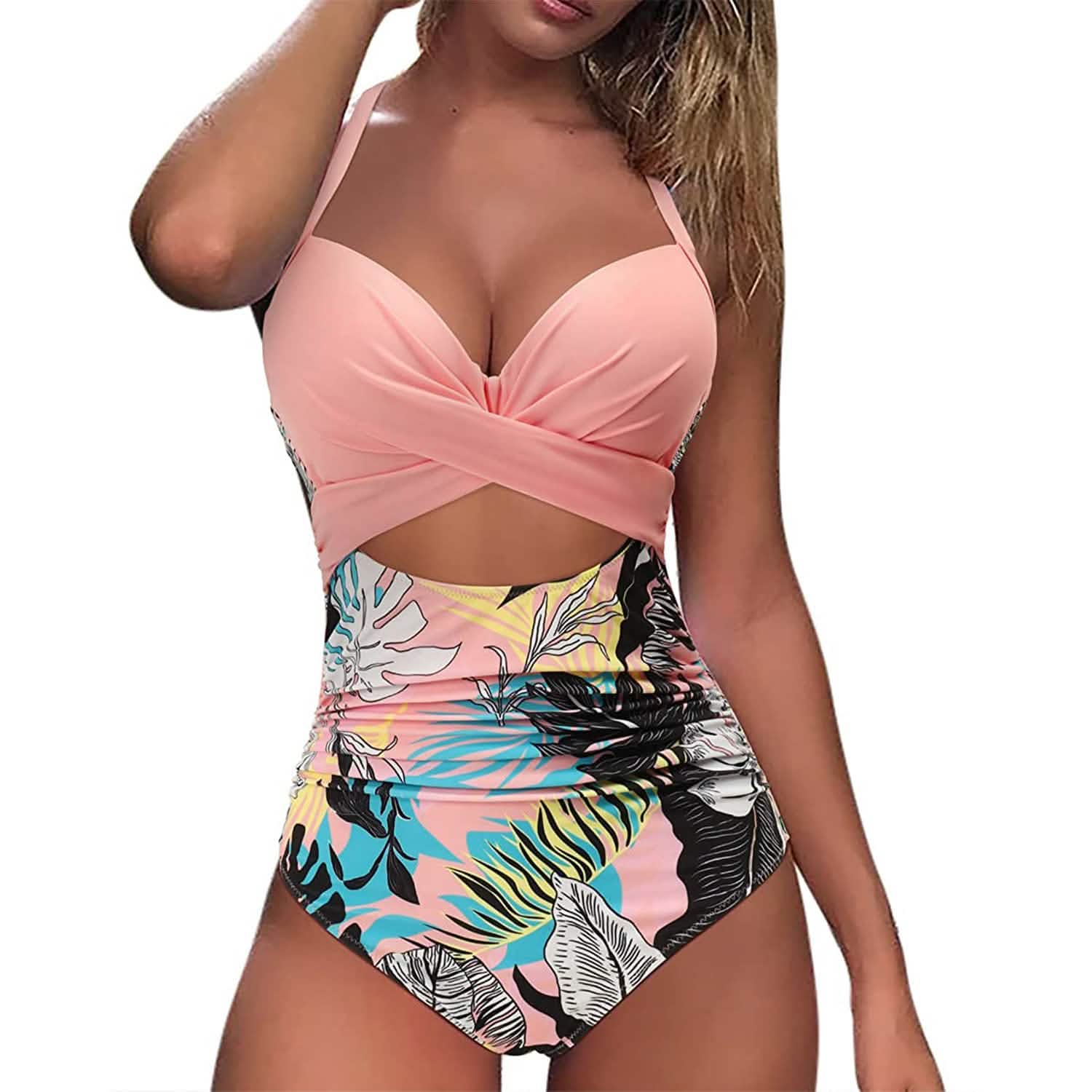 Women's One Piece High Waist Swimwear Tummy Control Cutout