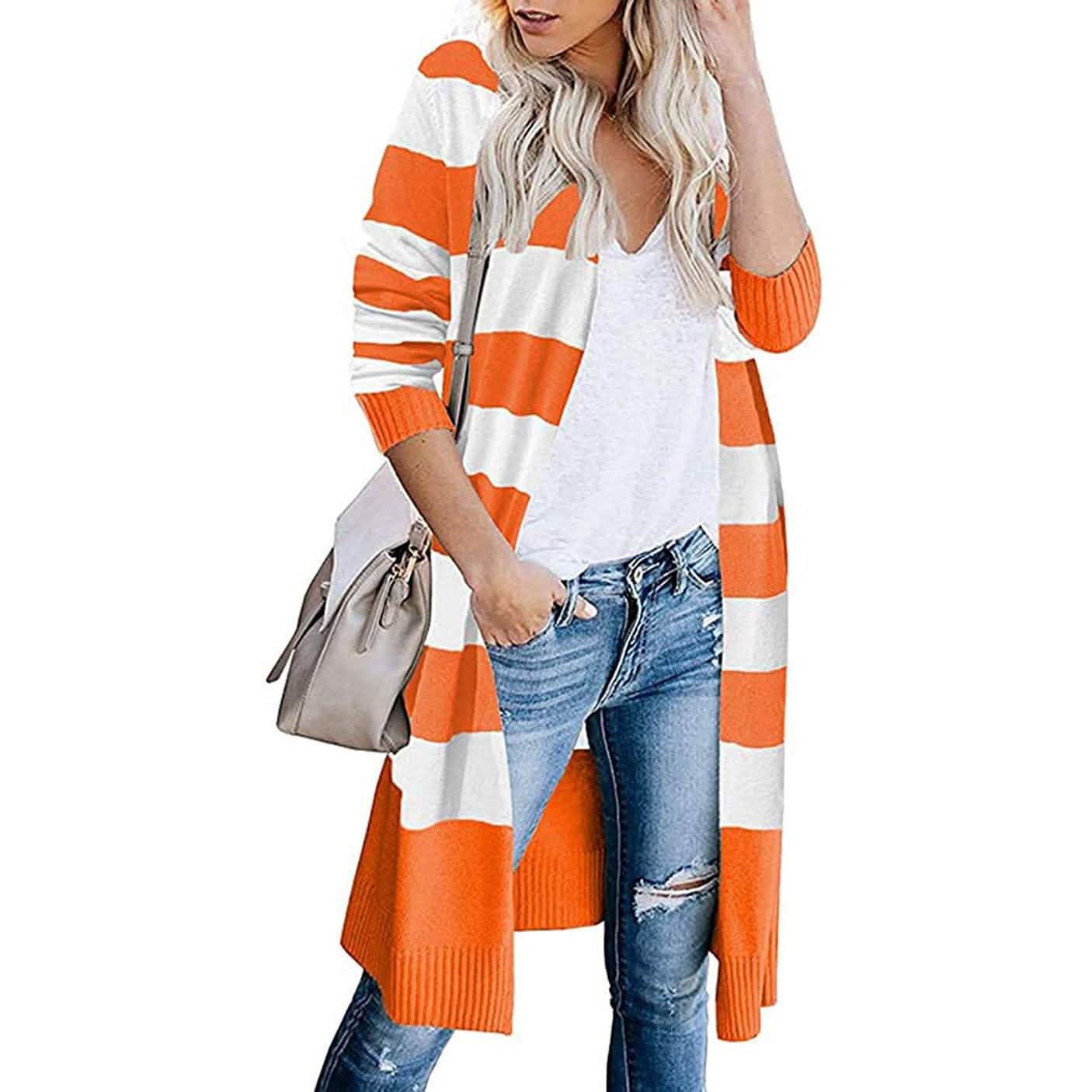 Women’s Open Front Long Cardigan Long Sleeves Lightweight Knit Fall Sweater