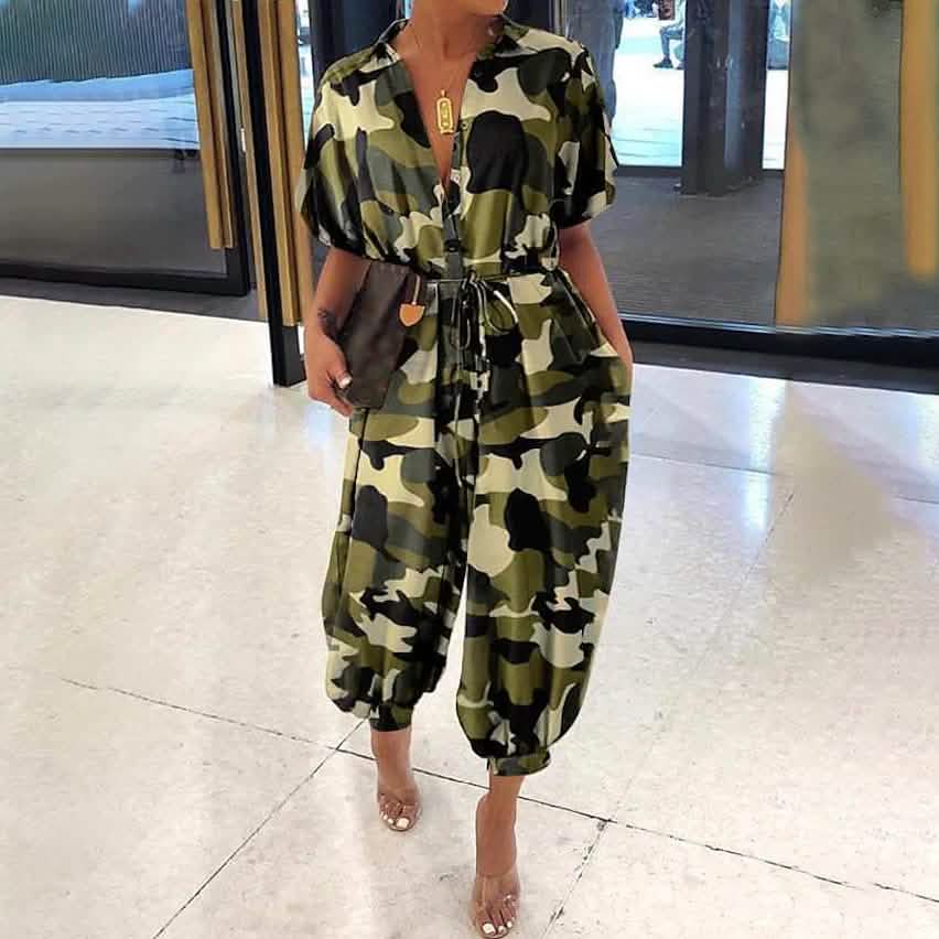 Women's Ordinary Deep V Jumpsuit