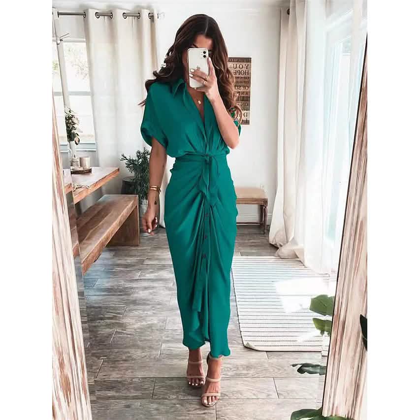 Women's Shirt Maxi Long Dress