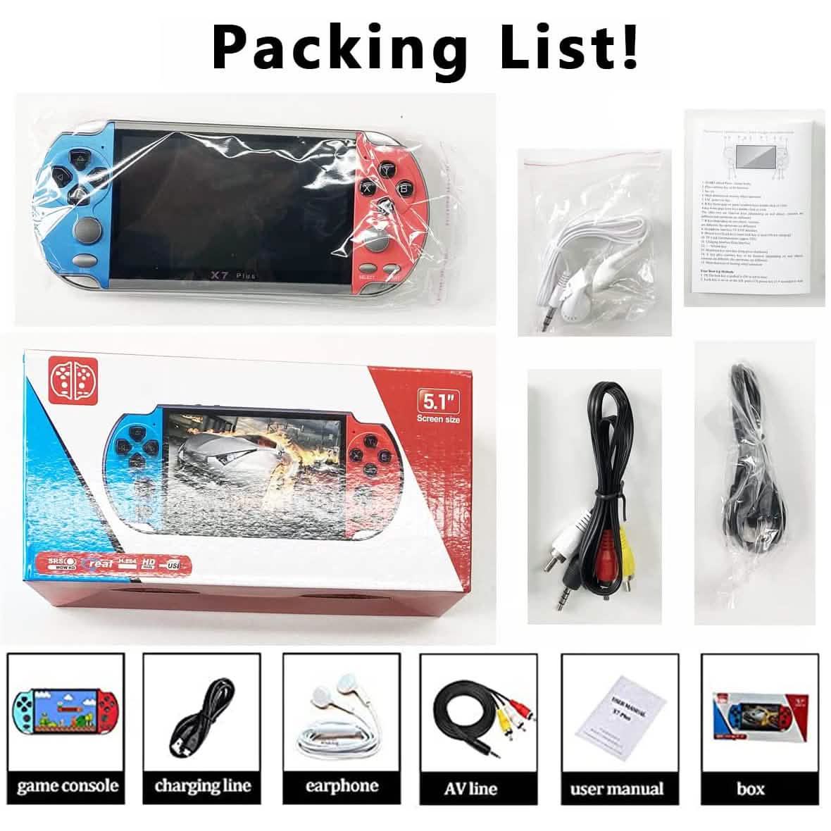 X7Plus Dual Joystick Portable Handheld Game Console